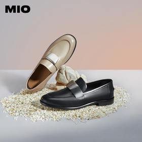MIO米奥春季圆头低跟简约豆豆鞋显瘦复古乐福鞋单鞋女鞋M241599858