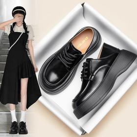 ZHR厚底系带小皮鞋女2023新款两穿英伦单鞋松糕底鞋子ins百搭女鞋