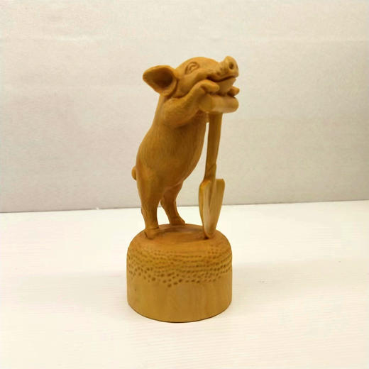 吉祥奋斗猪°黄杨木雕摆件 商品图0