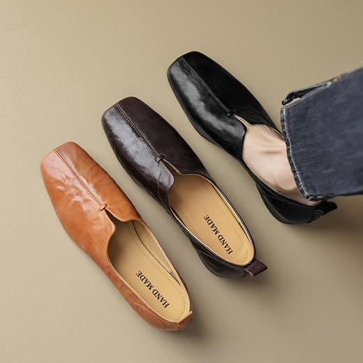 春秋纯色简约，森系低跟浅口真皮单鞋YCJX-H-2621 商品图11