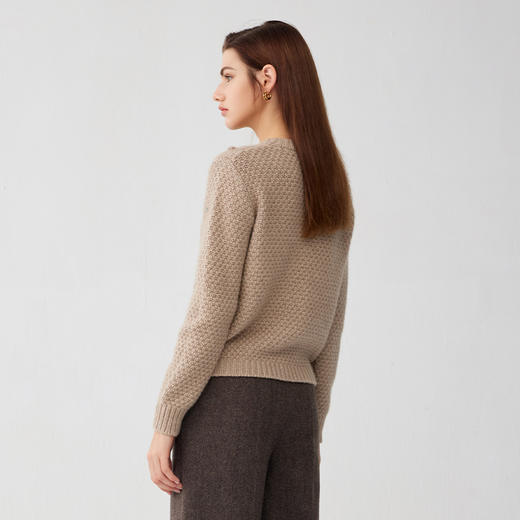 【粗棒针绞花羊绒衫】羊绒世家秋冬新品女士100%山羊绒内搭针织加厚保暖毛衣 商品图2