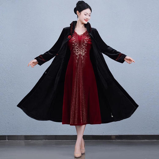 冬季新款，民族风加厚保暖丝绒大衣长款外套QQX-2665 商品图3