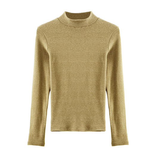 雀说 半高领中领打底衫女内搭加薄绒修身长袖上衣1675 商品图4