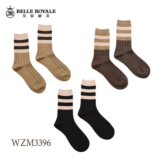 【39元5双，数量拍5】美拉德秋冬羊毛袜子男女款中筒袜休闲棉袜WZM3396/WZM3377 商品图5