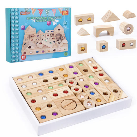 【搭建一个梦中“小屋”】木制大颗粒宝石拼搭积木 儿童益智早教彩色桌面玩具 商品图4