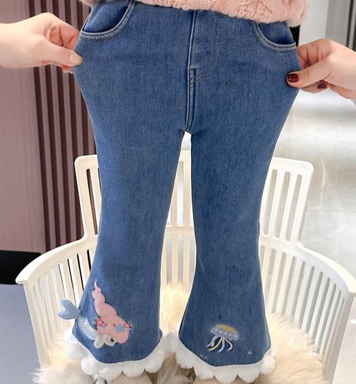 【母婴】冬季加绒牛仔喇叭裤韩版女童直筒裤洋气童装 商品图1