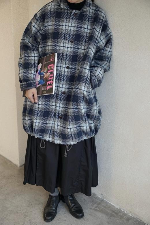 (5折) HARVESTY 羊毛混纺复古格纹外套大衣 商品图8