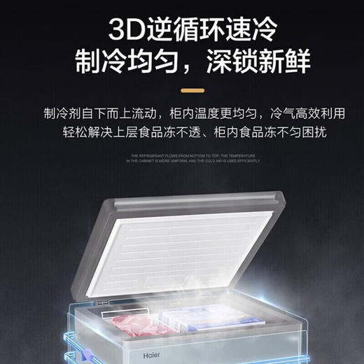 海尔海尔减霜80%冰柜 一级能效 100升 家用商用冷柜 小型冷冻柜 节能静音 速冻保鲜冷藏两天不到1度电 灰色BC/BD-100GHPCZ 商品图4