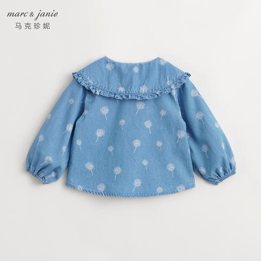 马克珍妮女童花边娃娃领满印牛仔衬衫儿童纯棉衬衣春装新款240112 商品图2