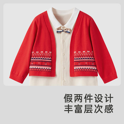 英氏贺新年系列男宝宝假两件连体衣复古绅士衣服 商品图2