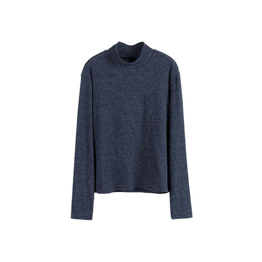 绽放943朵/色织棉复古格纹百搭打底衫女2023冬季高领长袖打底T恤 商品图3