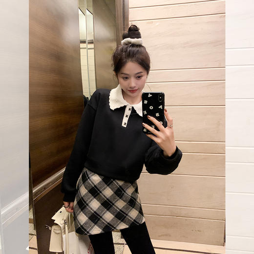 <曾小咸推荐> 【奶油杏仁露】撞色娃娃领卫衣 商品图0