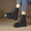 厚底马丁靴，女高跟冬季加绒松糕鞋秋冬时尚新款真皮坡跟短靴MQE-G82-8 商品缩略图0