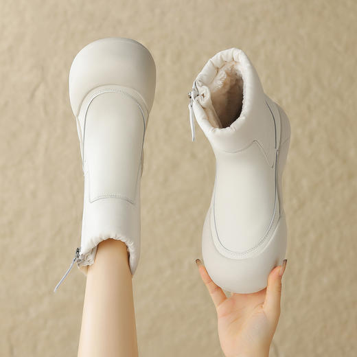 品质好货 | Safiya/索菲娅2023冬季加绒加厚短筒袜筒拉链雪地靴棉靴 SF3411A713 商品图5