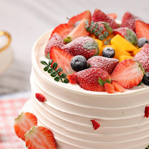 草莓蛋糕【草莓季】欢乐颂-草莓鲜果奶油蛋糕 商品图1