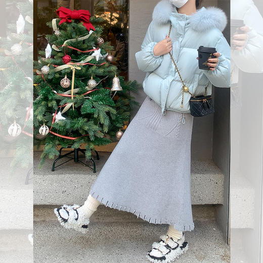 【129元任选2件】现货！【好穿不单调】灰色毛织半裙 商品图0