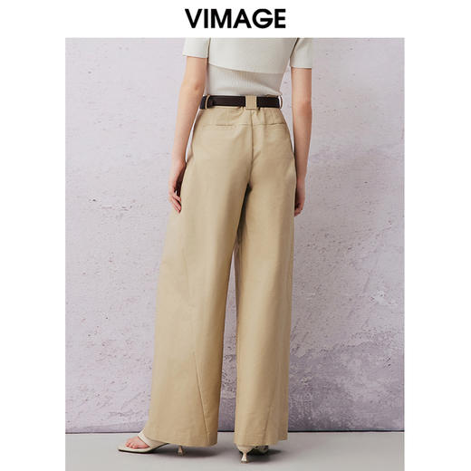 VIMAGE纬漫纪春季新款高腰阔腿宽松舒适休闲裤V2105705 商品图4