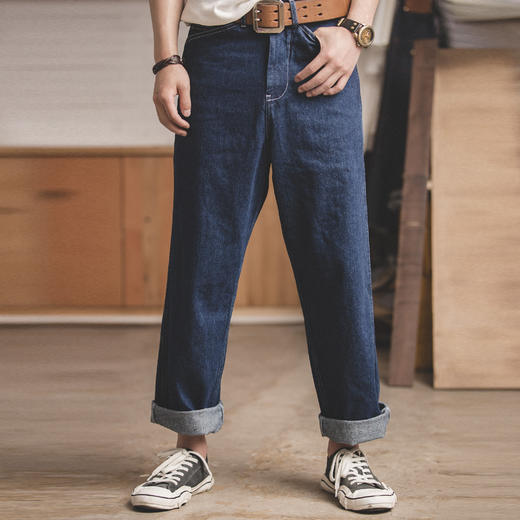 工装优选 美式复古水洗劳工裤oversize宽松直筒老爹裤阔腿牛仔裤 商品图4