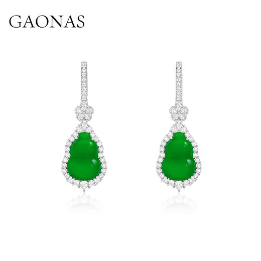 GAONAS 925银锆石耳饰 高纳仕 气质绿色葫芦耳环 GE122533 商品图0