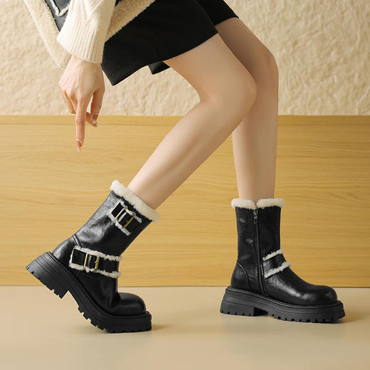 时尚个性，巨好看的皮面毛靴雪地靴MX-28535 商品图1