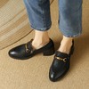【预售5天】质感牛皮金属扣尖头乐福小皮鞋粗中跟深口单鞋女MBJR&670 商品缩略图1