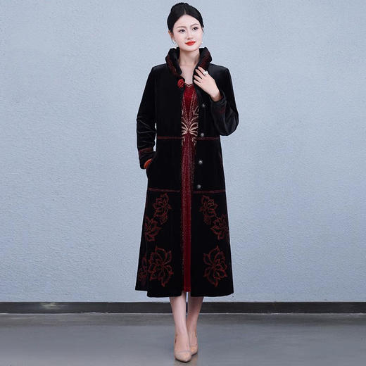 冬季新款，民族风加厚保暖丝绒大衣长款外套QQX-2665 商品图2