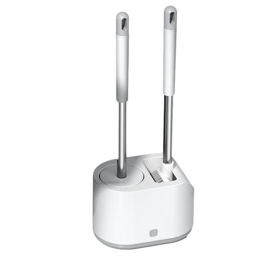 「颜值派！双刷组合装」新款TPR软毛长柄创意家用卫生间一拖二硅胶马桶刷套装厕所刷清洁工具 商品图4