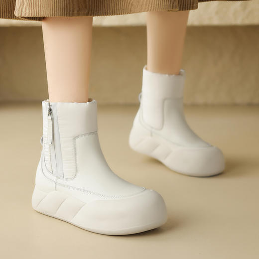 品质好货 | Safiya/索菲娅2023冬季加绒加厚短筒袜筒拉链雪地靴棉靴 SF3411A713 商品图6