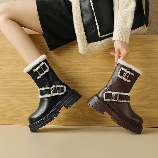 时尚个性，巨好看的皮面毛靴雪地靴MX-28535 商品图0