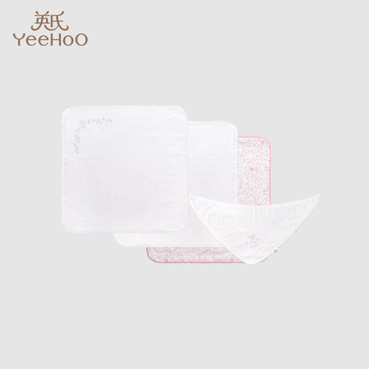 【商场同款】英氏婴幼儿餐巾宝宝手帕三角巾抗菌4条装赛柔丝 商品图0