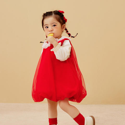 【龙年非遗联名】迷你巴拉女童连衣裙宝宝网纱灯笼南瓜裙子 商品图1