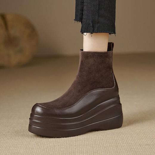 【预售5天】高帮鞋女秋冬新款厚底内增高女鞋短靴松糕底马丁靴单鞋潮MQE&G82-5 商品图4