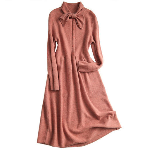 雀说 秋冬新款连衣裙高级感裙子法式复古温柔风优雅针织裙3ZF-121108 商品图4