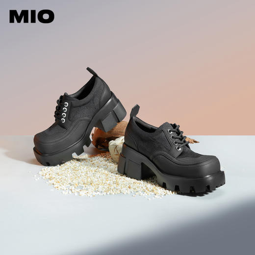 MIO米奥春季方头高跟牛津鞋户外时尚松糕鞋酷感厚底鞋M241530236 商品图1