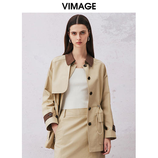 VIMAGE纬漫纪春季新款修身显瘦洋气抽绳撞色外套女V2104702 商品图2
