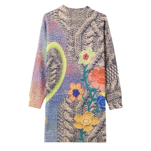 胖mm大码半高领中长款毛衣，女套头2023冬季时尚印花保暖加厚打底衫CC-XX-3759 商品图4