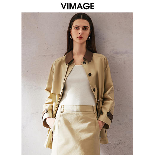 VIMAGE纬漫纪春季新款修身显瘦洋气抽绳撞色外套女V2104702 商品图3