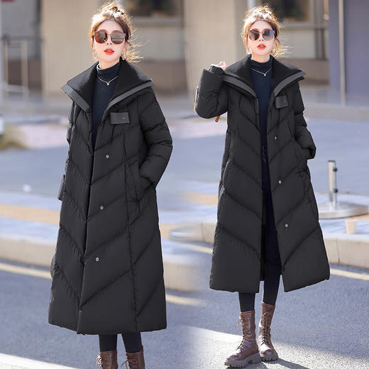 冬季新款，外套白鸭绒大翻领中长款羽绒服HR-MYLA8221 商品图1