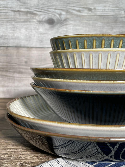 【清仓特惠3折，仅2件，无货退款】美浓烧复古窑变十草陶瓷餐具大深盘中钵日式餐碗汤碗 商品图2