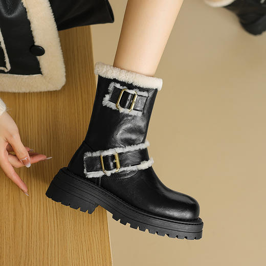 时尚个性，巨好看的皮面毛靴雪地靴MX-28535 商品图6