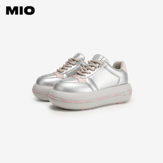 MIO米奥春季圆头高跟拼色休闲鞋时尚厚底舒软面包鞋女M241586233 商品图3