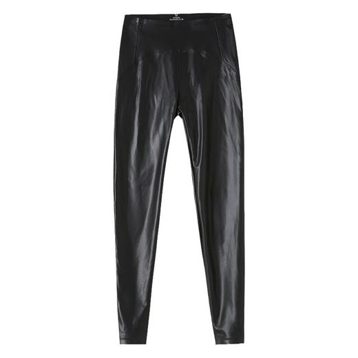 雀说 哑光PU皮裤女冬季大码薄绒打底裤欧美紧身弹力小脚防风机车芭比裤3ZF-5079 商品图4