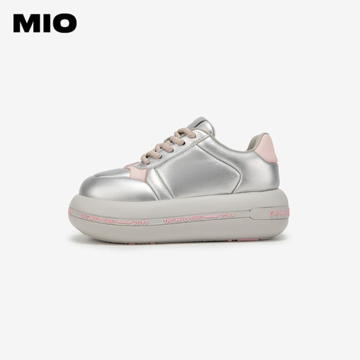 MIO米奥春季圆头高跟拼色休闲鞋时尚厚底舒软面包鞋女M241586233 商品图0