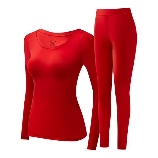 玻色因【本命年保暖内衣女】大红色 结婚喜庆 无痕美肤 秋衣裤套装 商品图4