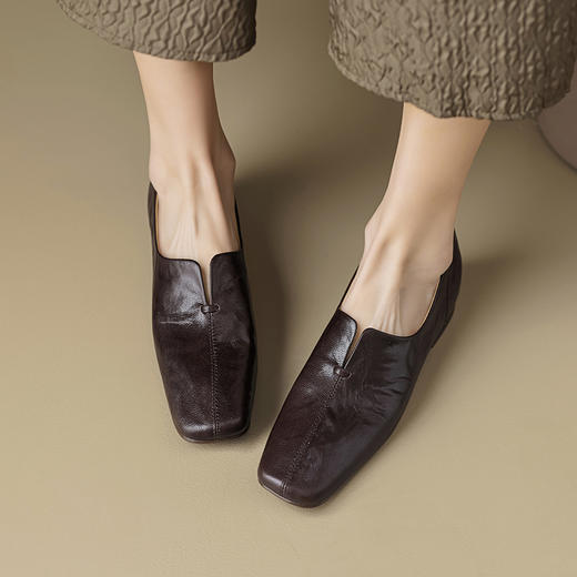 春秋纯色简约，森系低跟浅口真皮单鞋YCJX-H-2621 商品图7