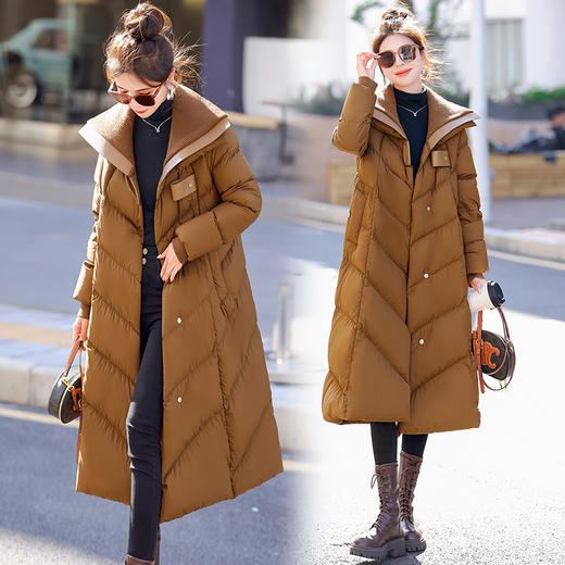 冬季新款，外套白鸭绒大翻领中长款羽绒服HR-MYLA8221 商品图4