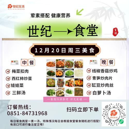 12月20日周三世纪大食堂.荤素搭配（含汤和饭）券【GY】 商品图0