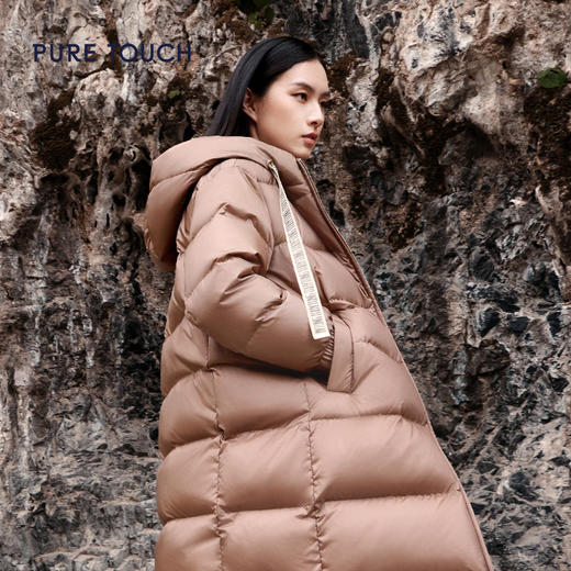 pure touch女士中长款羽绒服白鸭绒保暖时尚冬季流行外套防风新款 商品图0