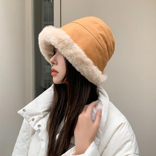 保暖大毛边蒙古帽毛绒盆帽渔夫帽（4-1115） 商品图0
