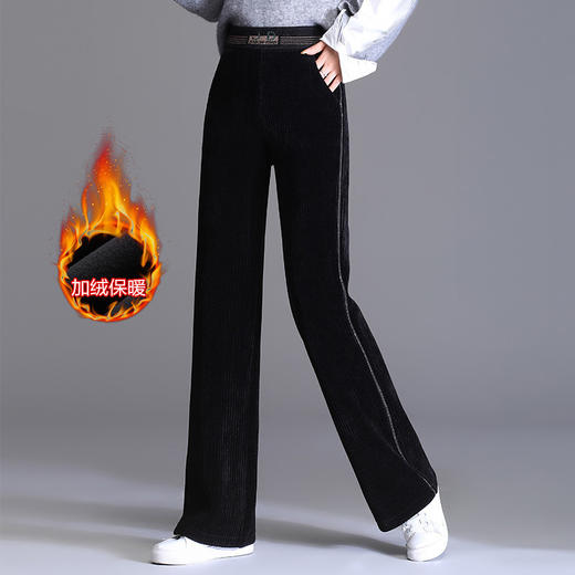 加绒高腰大码女裤，宽松休闲雪尼尔直筒裤阔腿裤TYWF-9678 商品图0